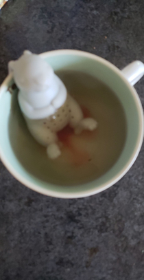 I regret this tea and infuser Sry for quality phone wanted to focus on the steam