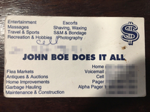 I see were posting business cards of epic people again This guy does it all too