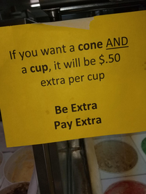 I was gonna order a cone with a cup but then
