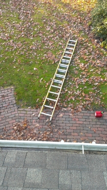 I was putting up Christmas lights but now it looks like Im stuck on the roof for the time being Shit