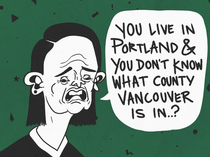 I work at a call center Sometimes I like to draw my callers Heres Brenda from today after I asked what county she was in Vancouver and Portland are across the river from each other