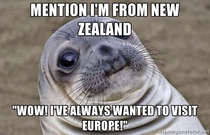 Im a Kiwi living in the USA and I get this quite a bit It never gets any less awkward
