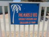 Im on vacation and this sign is at our pool