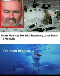 Impaled snowman
