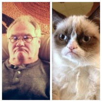 In honor of Fathers day this weekend here is a side by side comparison of my dad and grumpy cat