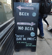 In Paris saw great bar sign for beer