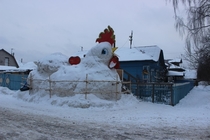 In Russia when the city piles snow in front of your house you might as well make the best of it
