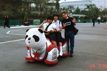 In the s I was photographed with  Japanese schoolgirls riding a space panda