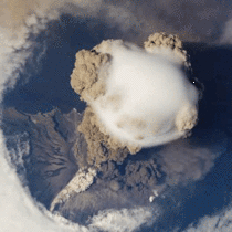 Incredible view of volcanic eruption from space