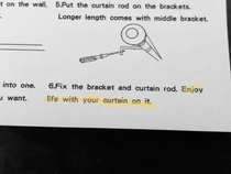 Installing curtains and these are part of the instructions