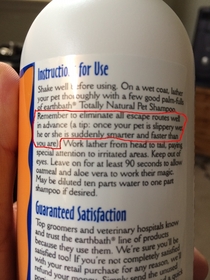 Instruction for use Dog shampoo