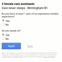 Job application asks the right questions