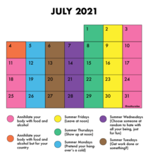 Julys schedule