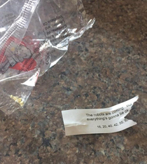 Just finished a fortune cookie and well