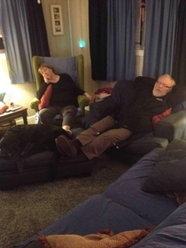Just my parents watching a movie