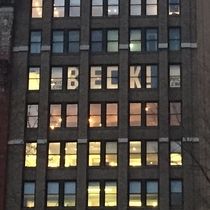 Kanye West is performing outside my friends office tonight in NYC They made him a welcome sign