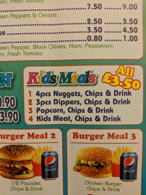Kids meal  serves kids meat to kids