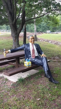 Lady in my area had her Obama statue stolen This is how it was found