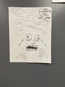 Left on the bathroom door at work