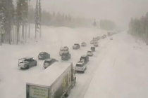 Legit photo of Donner pass from today Look at what the back of the truck says