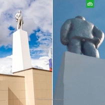 Lenins monument in Lensk city Russia became more popular after wasps built the nest in the butt of Comrade