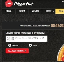 Let your friends know pizza is on the way