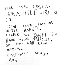 Letter from six year old girl to Albert Einstein 