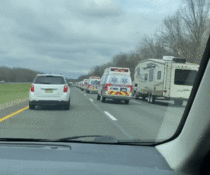 Look An ambulance caravan is on their way to New York to help out with the Coronavirus outbreak God speed 