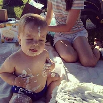 Looks like this kid likes his cake