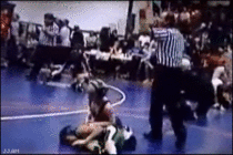 Mad father at a school wrestling match