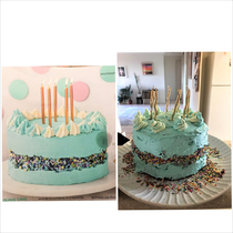 Magazine recipe vs the one I made - I dont have the right cake decorating tools obviously to make it smooth or pipe properlyand shouldnt have sprinkled on the serving plate Tasted great though