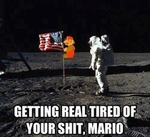 Mario on moon flag