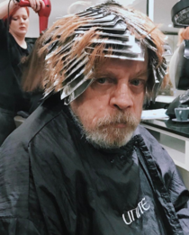 Mark Hamill getting his hair done