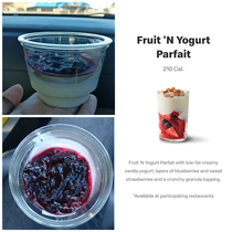 McDonalds parfait left is what I got  and yogurt No granola or even a spoon VS what they advertise