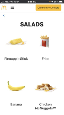 McDonalds salad menu