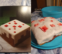 Me and my siblings attempt at making the minecraft cake