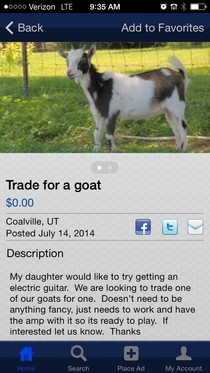 Meanwhile in my local classifieds a very specific trade offer has been brought to our attention