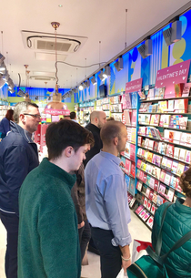 Men staring into the dark abyss of valentines day cards