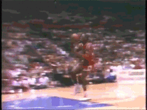 Michael Jordan dunking from the free throw line
