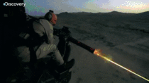 Minigun fire from a helicopter