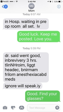 Mom texting after knee surgery New passwords obtained