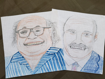 Most kids draw dragons and animals and battles and shit my little cousin draws Danny Devito and Dr Phil 