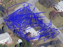 Mowing the lawn with GPS tracking turned on