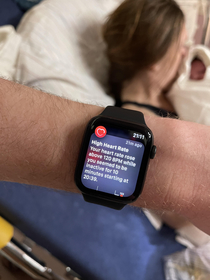 My Apple Watch summing up me watching the birth of my Son in one sentence