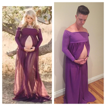 My best friend bought a pregnancy photo shoot gown online turns out its a bit big and poorly made It fits my pregnant husband though lmfao