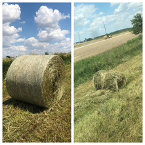 My brother used his round hay baler for the first time today