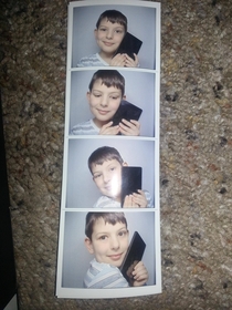 My brother won a Kindle Fire He then found a photo booth