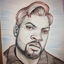 MY BUDDY DREW THIS PICTURE OF ICE CUBE WITH CONAN OBRIANS HAIR AND CONAN JUST TWEETED IT