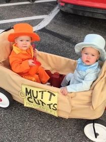 My buddy has twin daughters Says this is the proudest moment of his life Happy Halloween from Harry and Lloyd