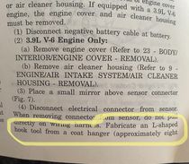 My cars service manual telling me to MacGyver it
